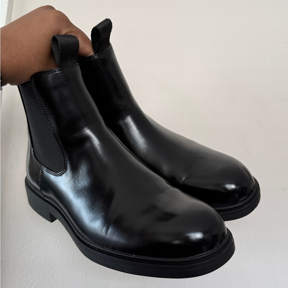 H&M Glossy Black Ankle Boots